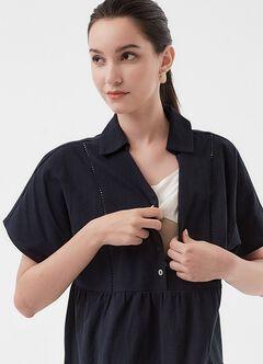 Cotton Maternity & Nursing Short Sleeve Tiered Dress, , hi-res