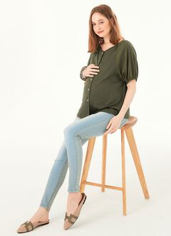 Maternity Stretch Skinny Jeans, Light Blue, hi-res