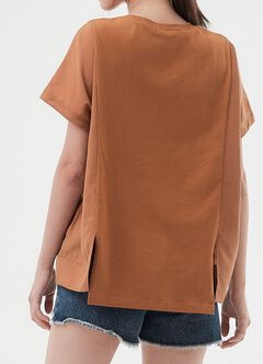 Blend Spilt Hem Maternity & Nursing Top, Brown, hi-res