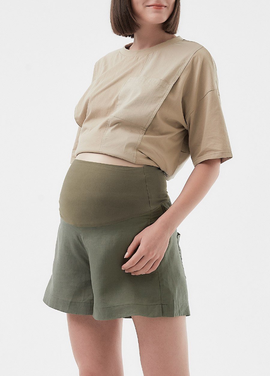 Cooling Linen Maternity Shorts, , small