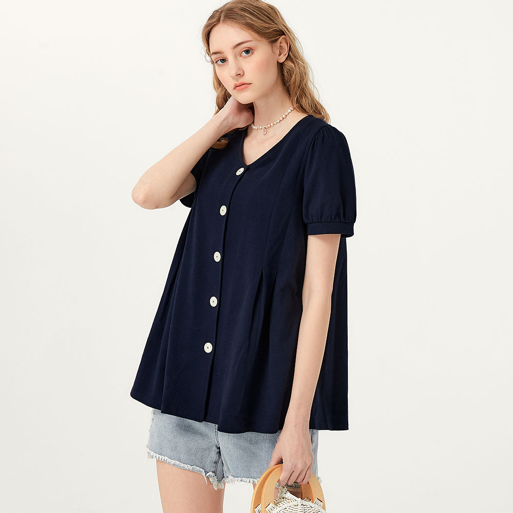 Puff Sleeves Button Down Maternity & Nursing Top