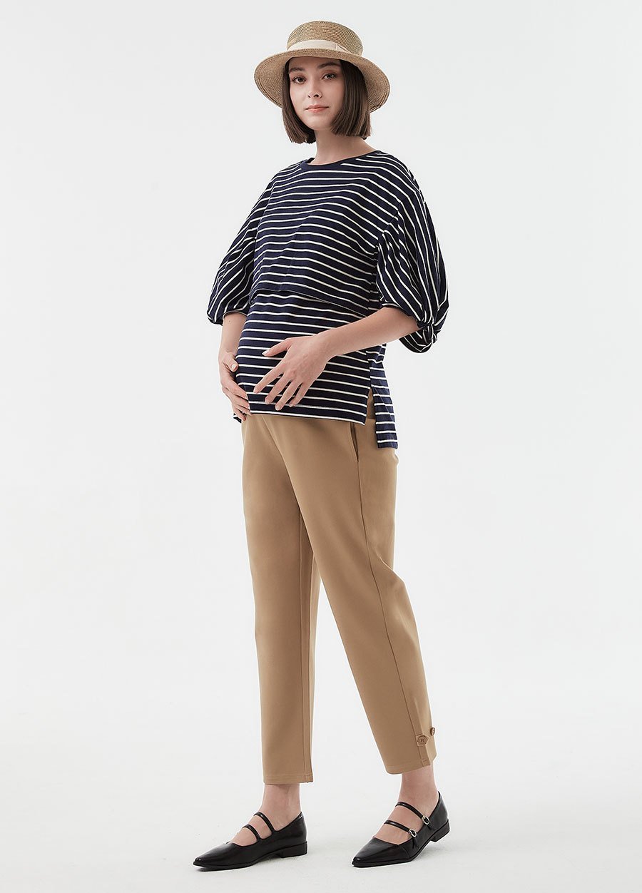 Good Stretch Maternity Tapered Pants, Khaki, small