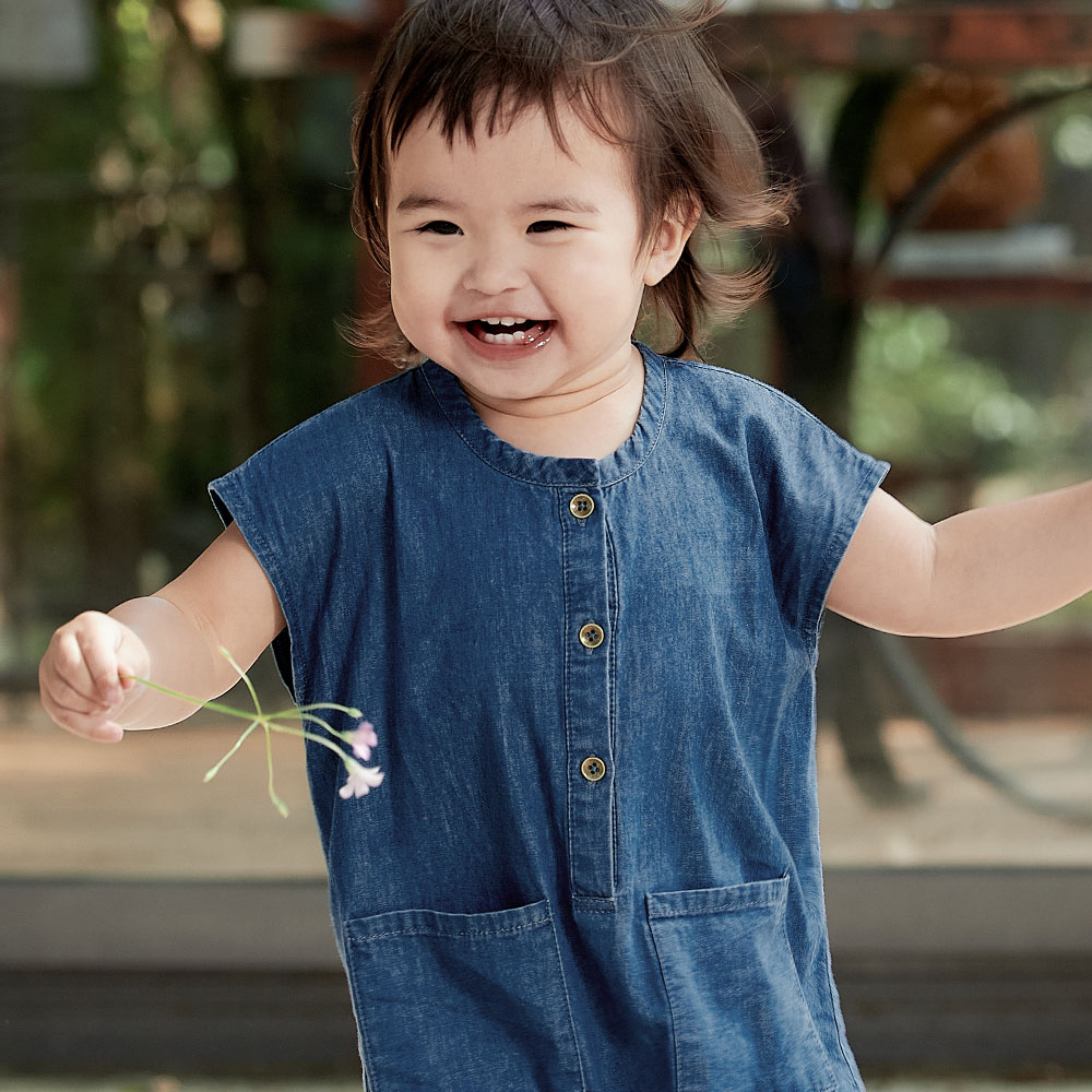 Striped Baby Patch Pocket Romper