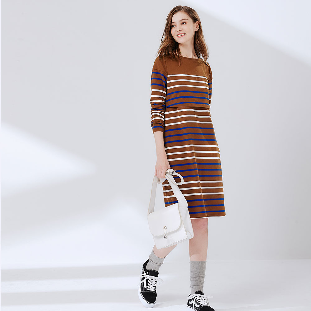 Striped Maternity & Nursing Dress