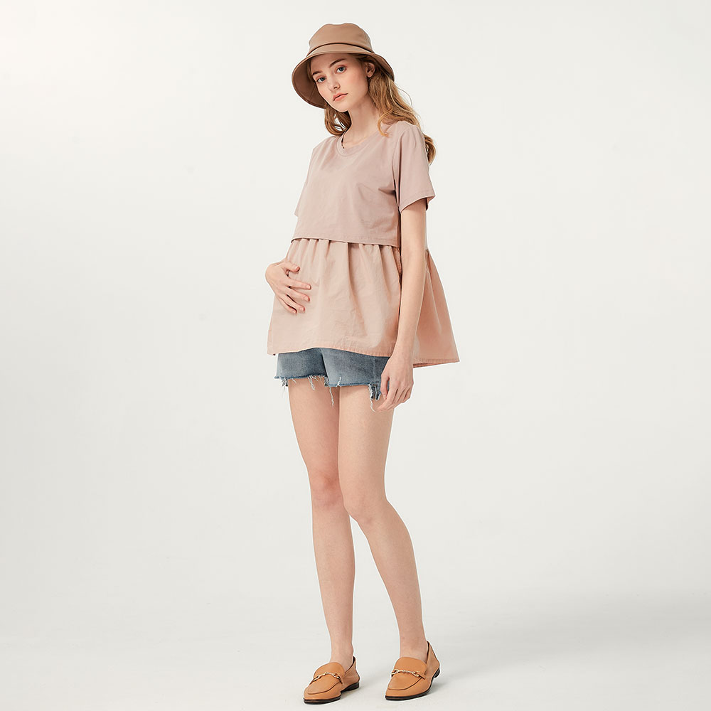 Frayed Hem Maternity Denim Shorts 