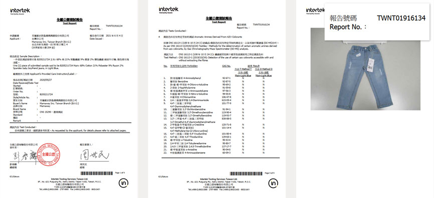 Comply with CNS15290 textile standard.