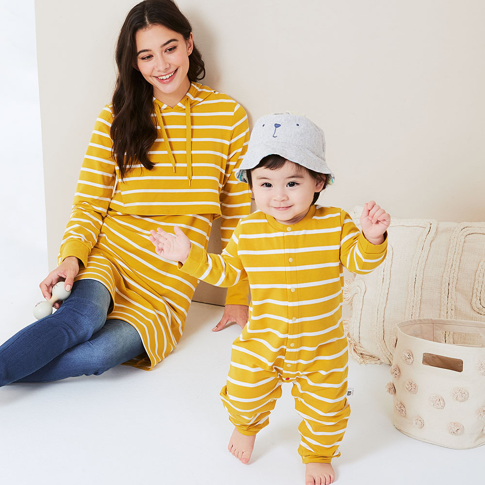 Striped Maternity & Nursing Hoodie Dress