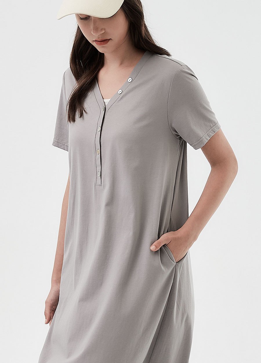 V-neck Short Sleeve Maternity & Nursing Dress, , small