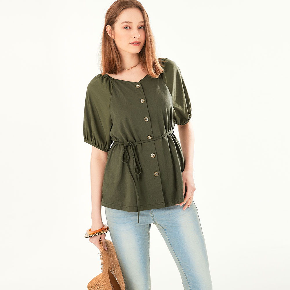 Puff Sleeve Maternity & Nursing Top