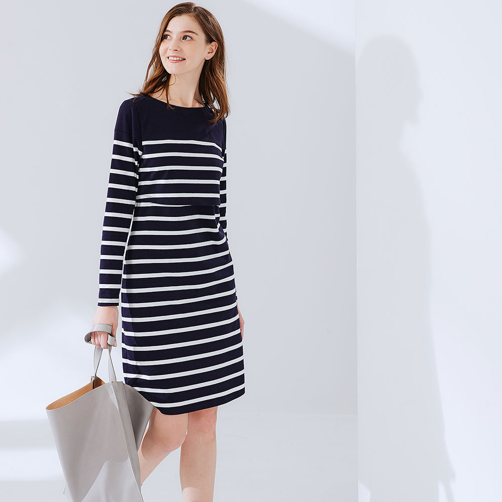 Striped Maternity & Nursing Dress