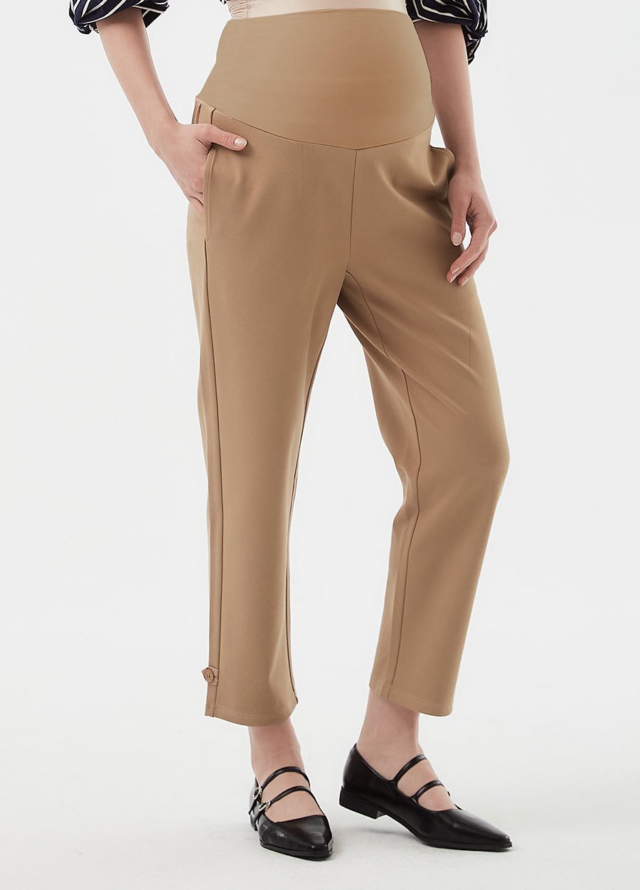 Good Stretch Maternity Tapered Pants, Khaki, small