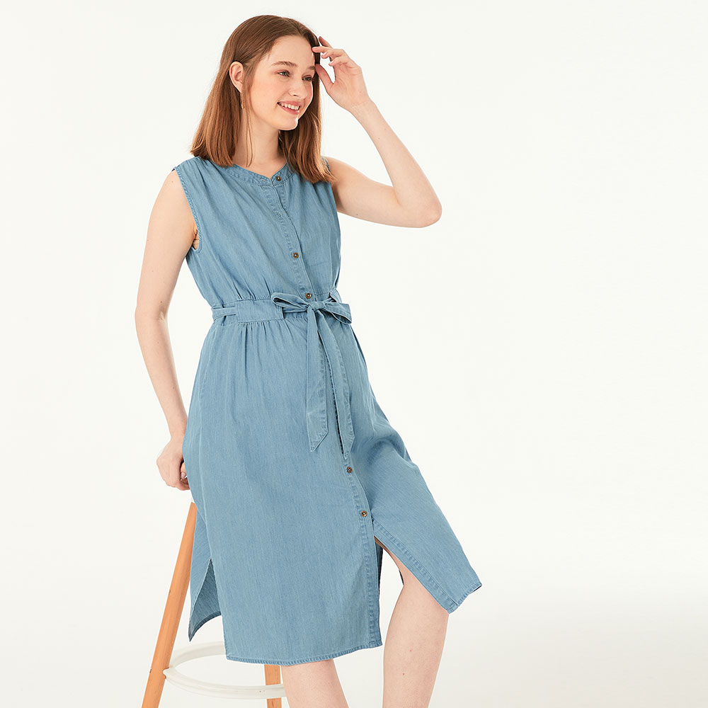 Button-through S/L Maternity & Nursing Dress