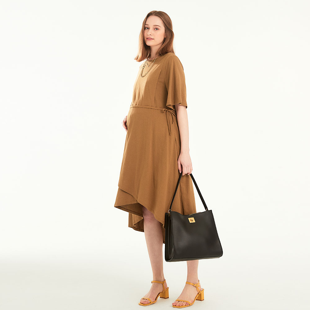 Drapey Maternity & Nursing Midi Dress