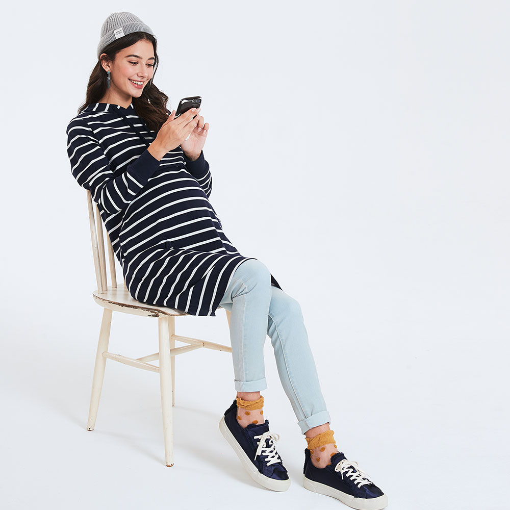 Striped Maternity & Nursing Hoodie Dress