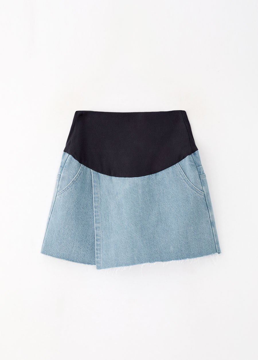 Wrap Maternity Denim Skort, , small