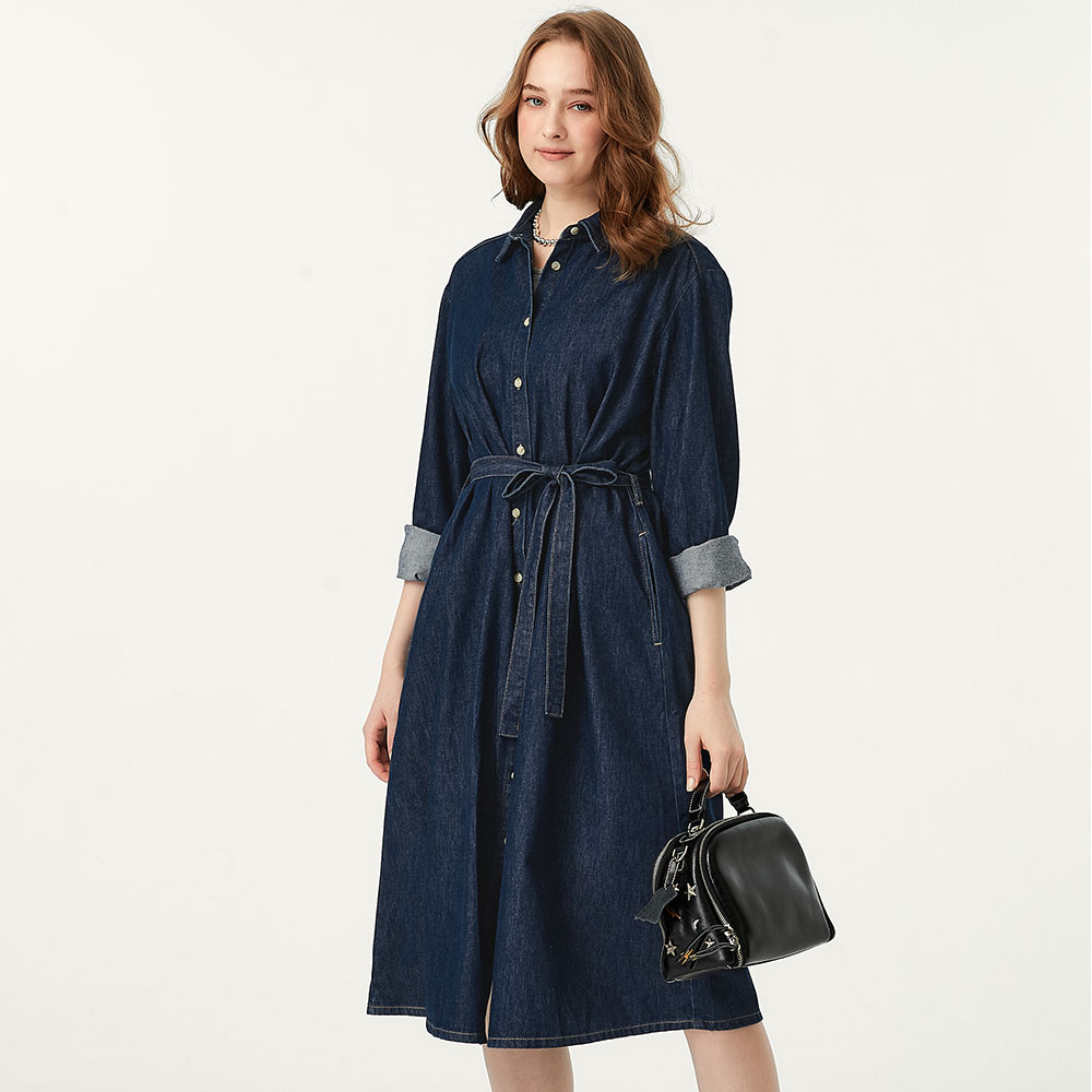 Denim Belted M&N Shirt Dress