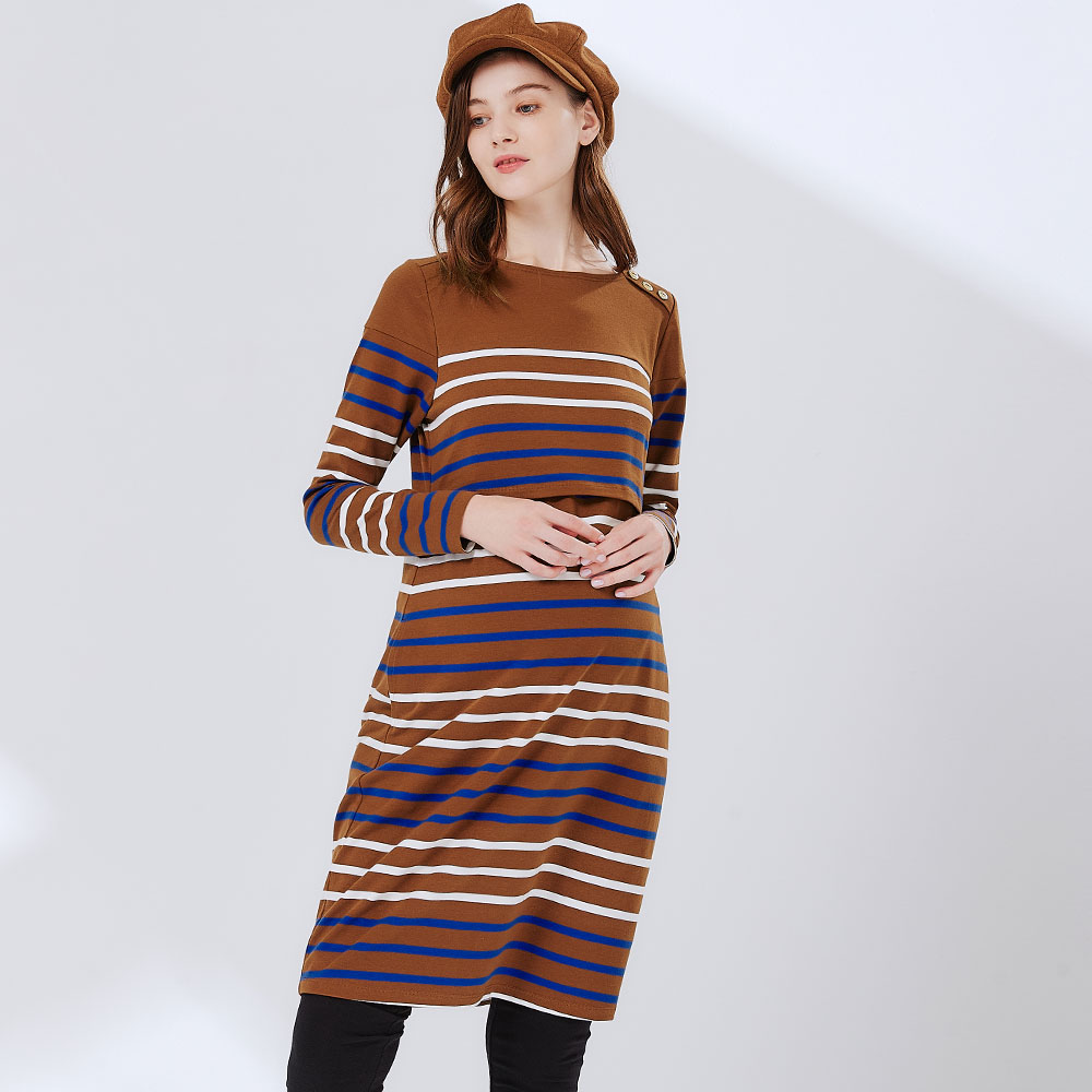 Striped Maternity & Nursing Dress