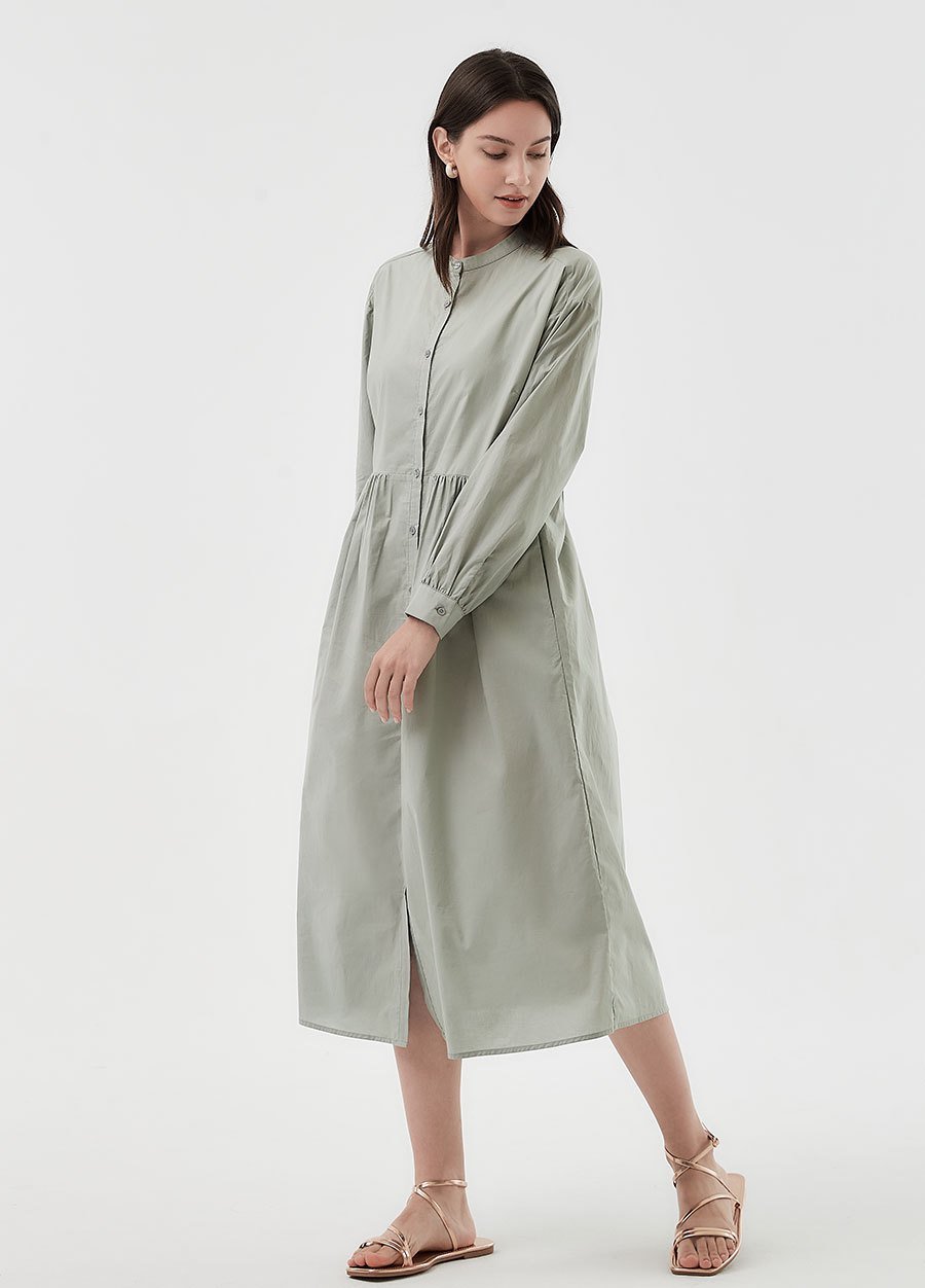 Cotton Long Sleeve Maternity & Nursing Shirt Dress