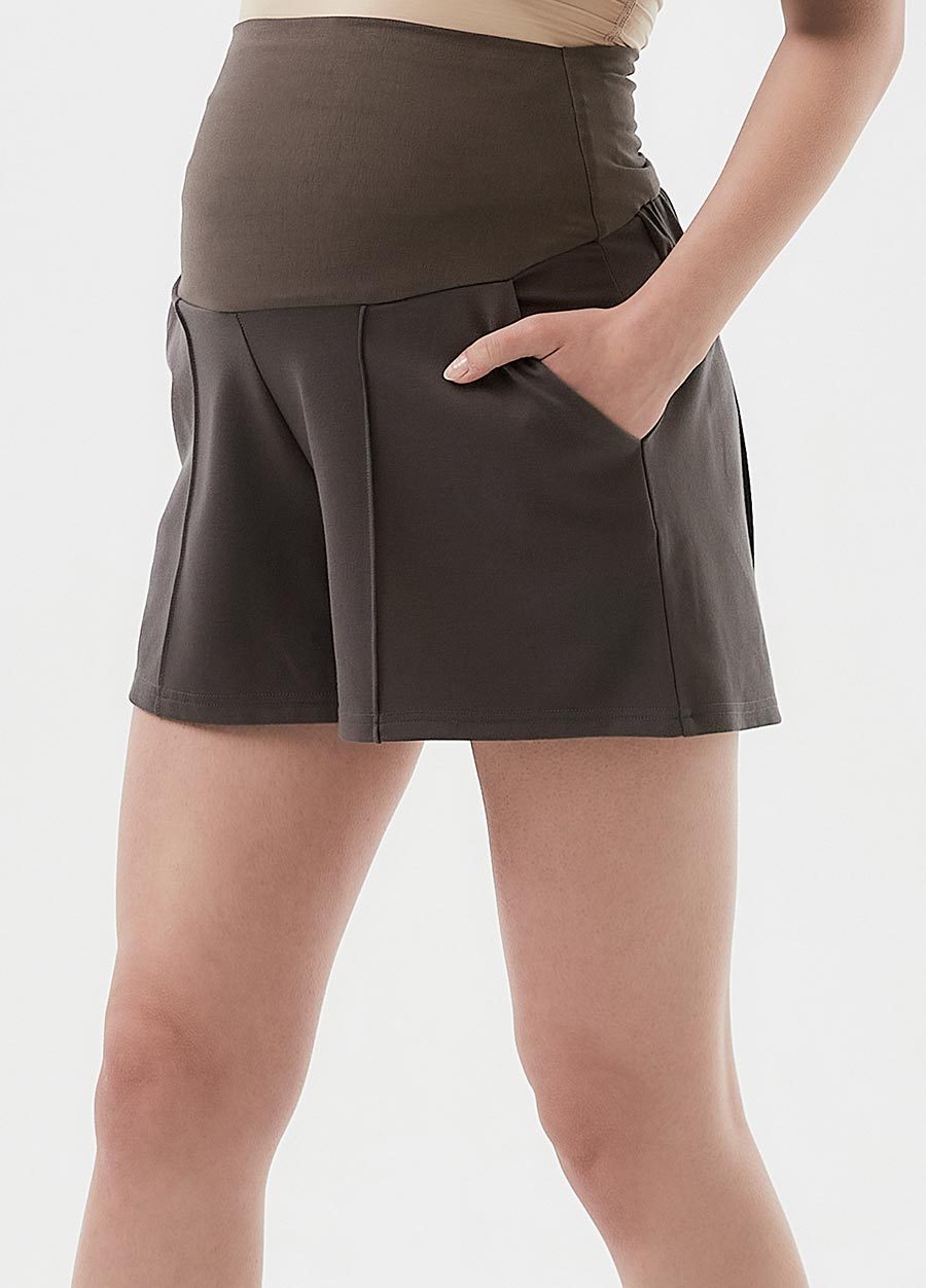 Comfort Stretch Maternity Shorts, Charcoal, small