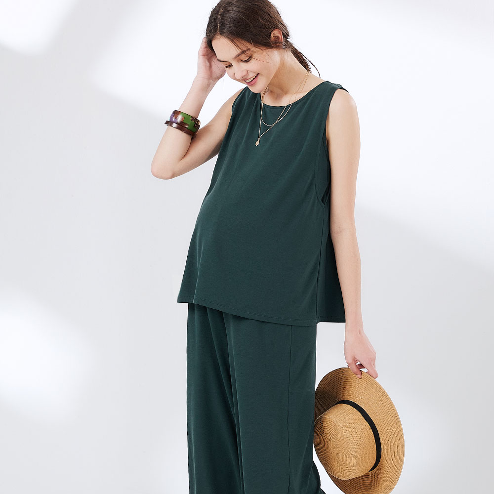 Maternity & Nursing Top Plus Wide Leg Pants Co-Ord Set