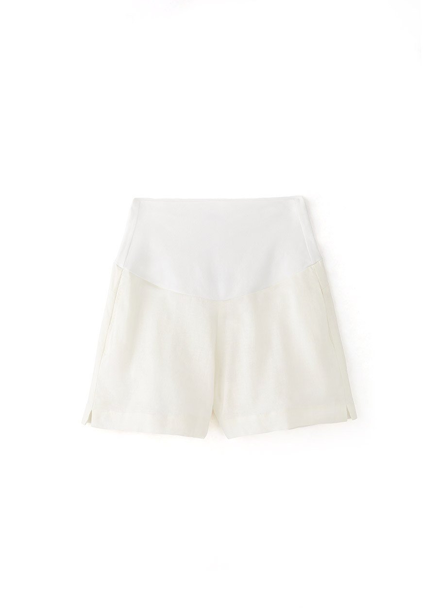 Cooling Linen Maternity Shorts, White, small