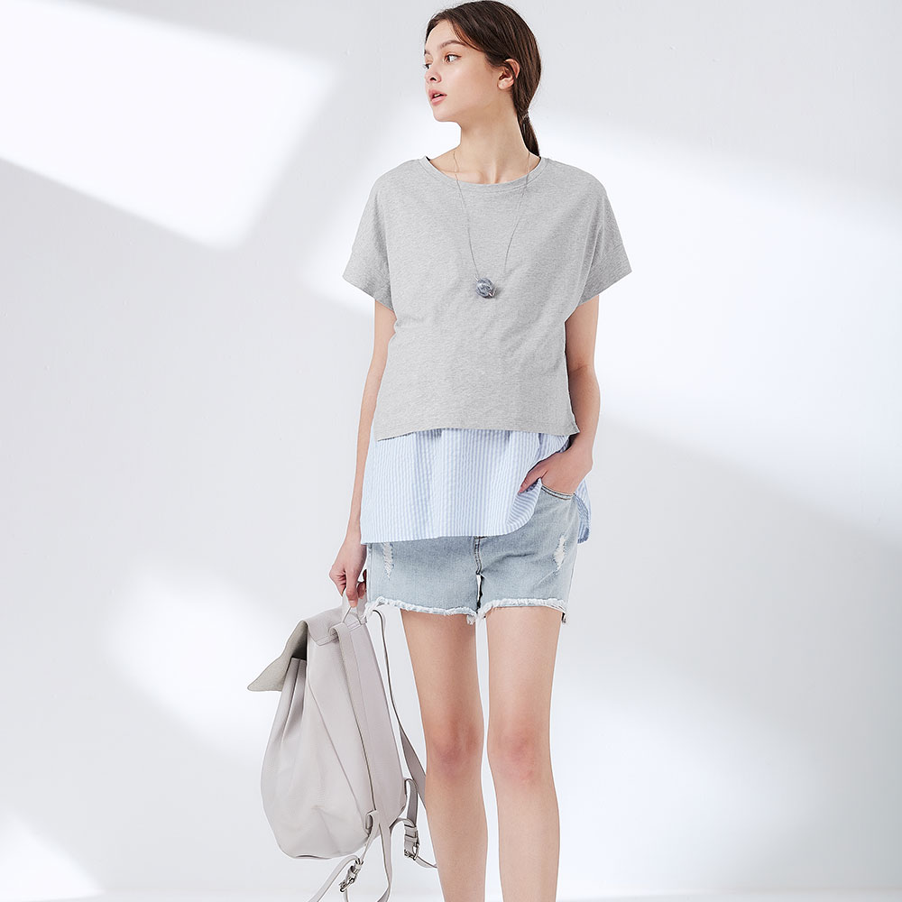 Raw Hem Maternity Denim Shorts