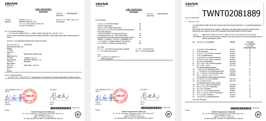 Comply with CNS15290 textile standard.