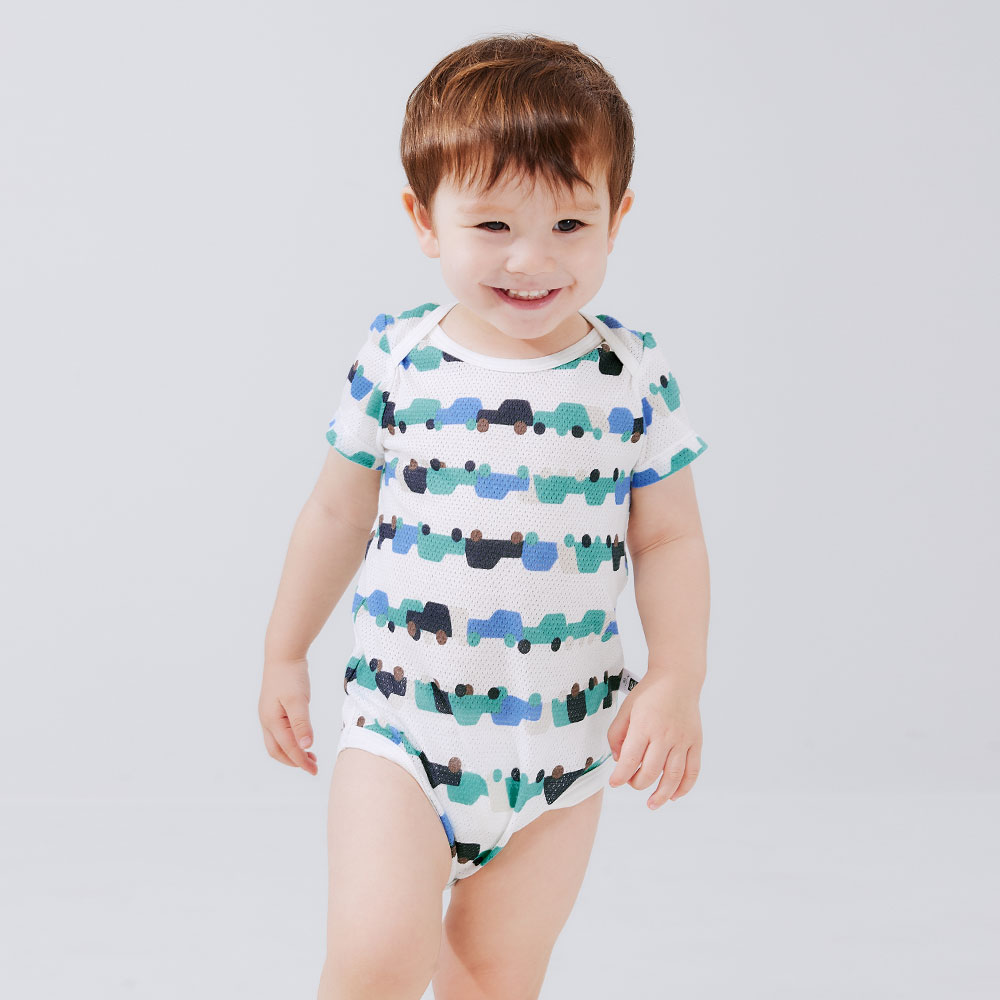 Baby Cotton Mesh S/S Bodysuit 2 Pcs Pack