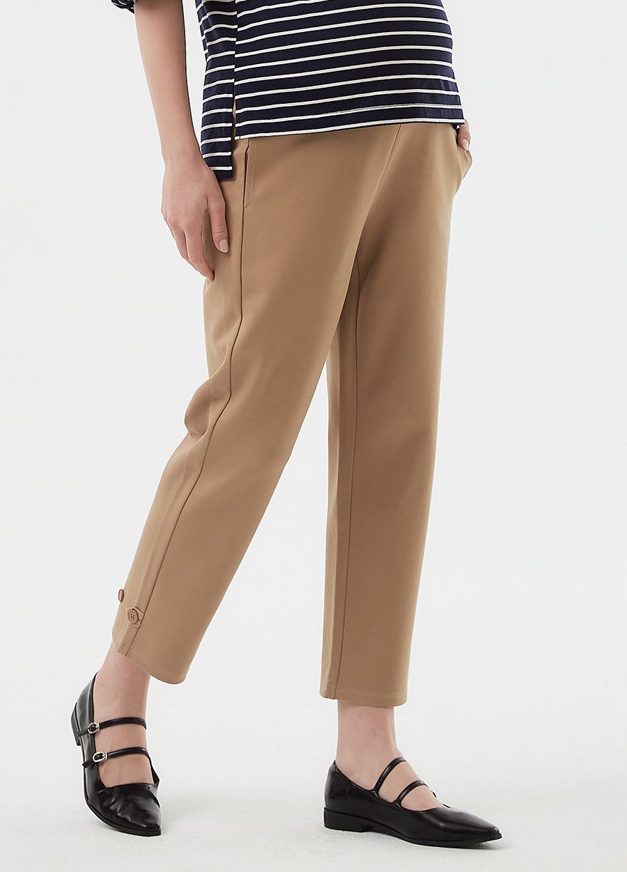 Good Stretch Maternity Tapered Pants, Khaki, small