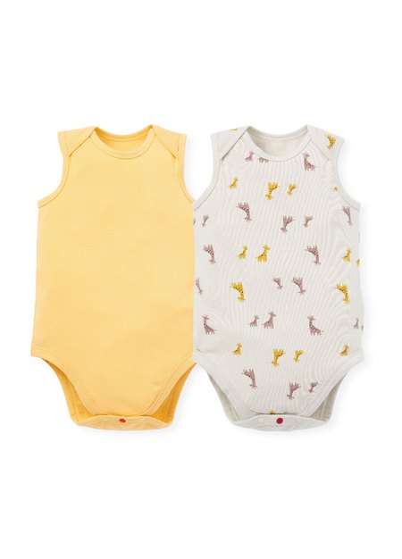 Giraffe Baby Cotton S/L Bodysuit 2 Pcs Pack
