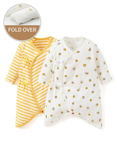 Yolk Newborn Cotton Long Sleeve Romper 2 Pack-Yellow1