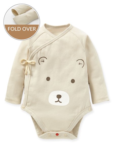 Little Bear Newborn Cotton L/S Bodysuit-Khaki1
