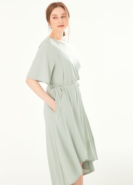 Drapey Maternity & Nursing Midi Dress-Sage Green3