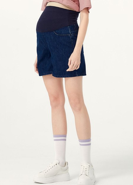 The A-Line Maternity Denim Shorts-Navy3