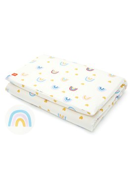 Cotton Printed Cot Sheets -Rainbow(120*60cm) - Mid Blue