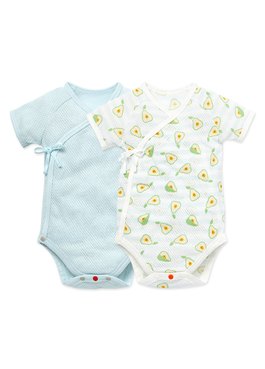 Newborn Cotton Mesh Short Sleeve Bodysuit 2 Pack - Lime