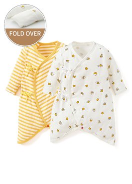 Yolk Newborn Cotton Long Sleeve Romper 2 Pack - Yellow
