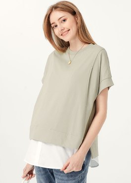 2 in 1 Cotton M&N Top - Sage Green